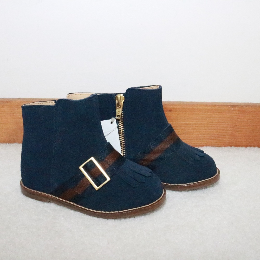 NWT Janie and Jack navy fringe booties sz 7